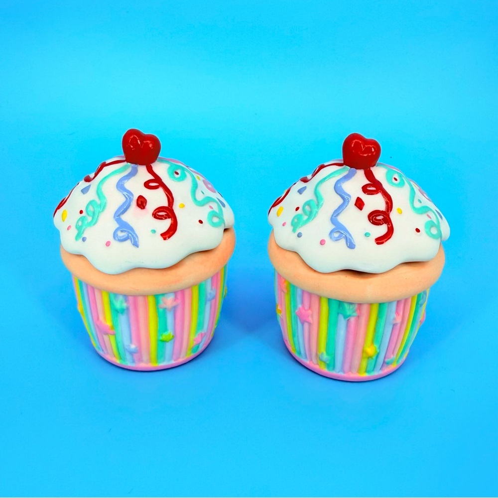 NIB PartyLite Ceramic Cupcake Votive Candle Holder Set 2 Birthday Decor Gift - Picture 8 of 8